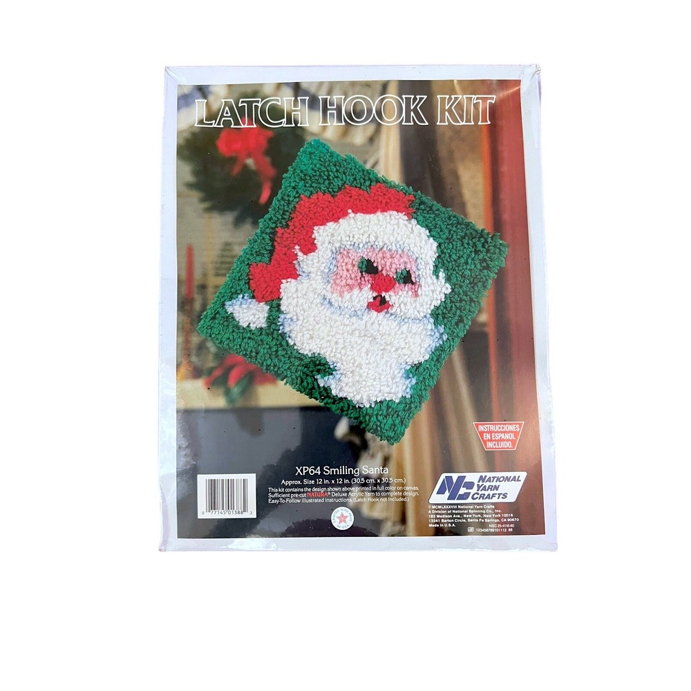 NEW National Yarn Crafts Latch Hook Kit SMILING SANTA XP64 12 x 12 SEALED